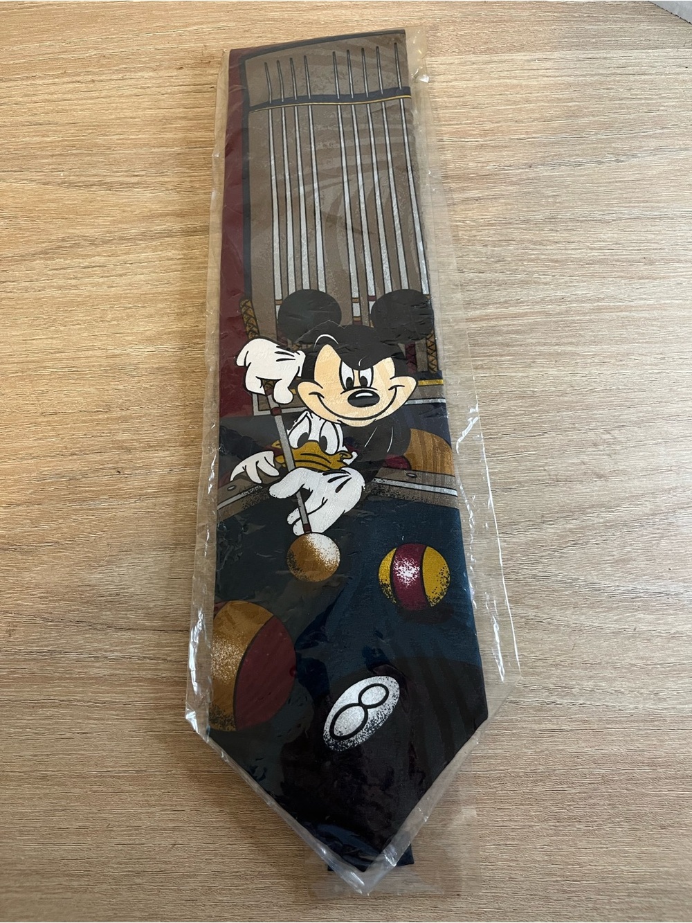 Disney Black Mickey Mouse Billiards Print Tie with Red and Gold Accents